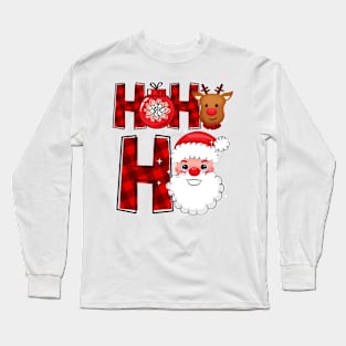 Ho Ho Ho Christmas Santa Reindeer rudolph Long Sleeve T-Shirt